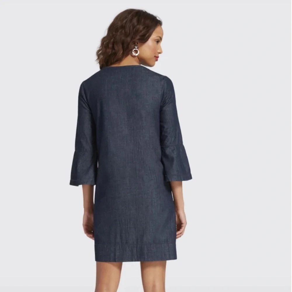 Draper James Chambray Ruffle Shift Dress - Picture 3 of 5
